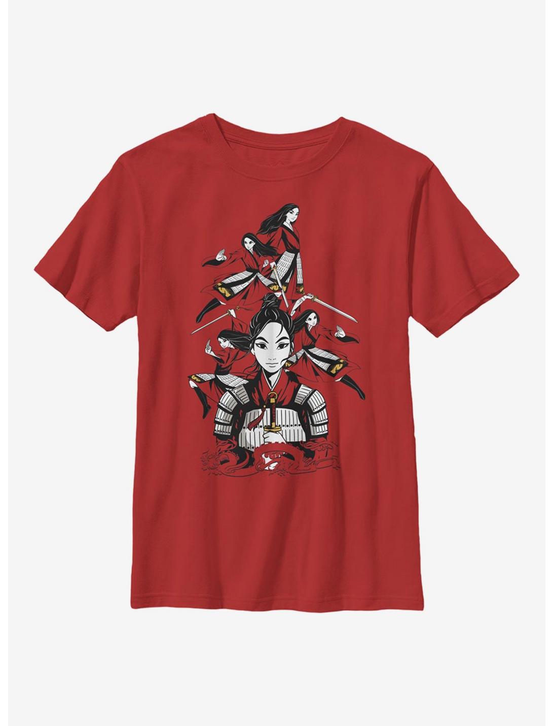 Disney Mulan Poses Youth T-Shirt, RED, hi-res