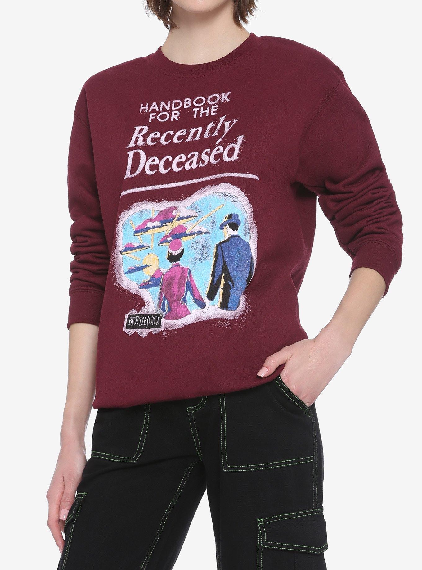 Beetlejuice Handbook For The Recently Deceased Maroon Girls Sweatshirt, MULTI, hi-res