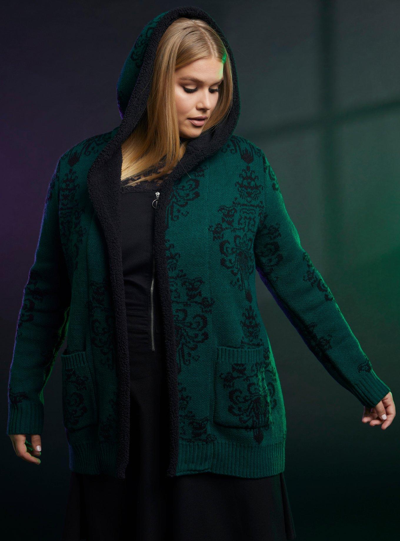 Her Universe Disney The Haunted Mansion Wallpaper Sherpa Open Cardigan Plus Size Her Universe