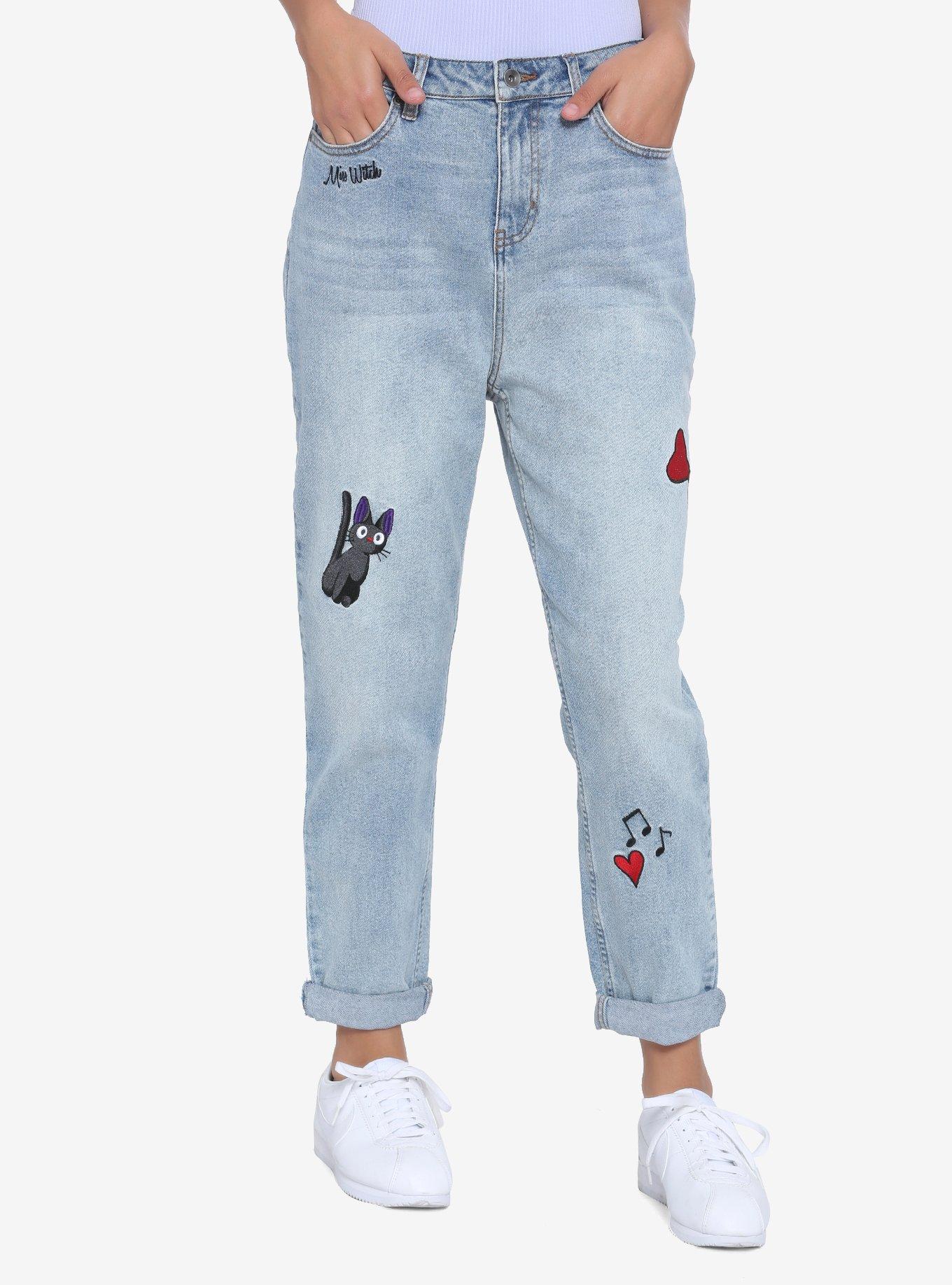 Her Universe Studio Ghibli Kiki's Delivery Service Embroidered Mom Jeans, LIGHT BLUE, hi-res