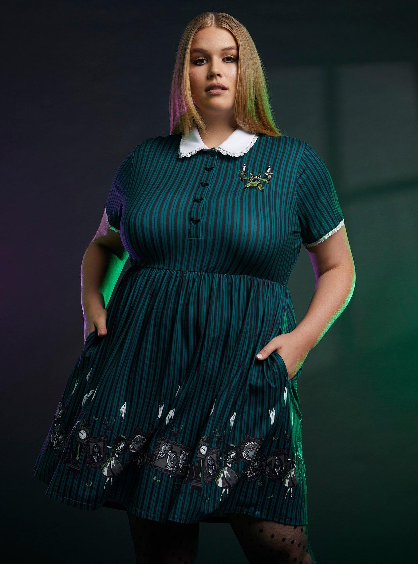 Her Universe Disney The Haunted Mansion Icons Stripe Collar Dress Plus Size, MULTI, hi-res