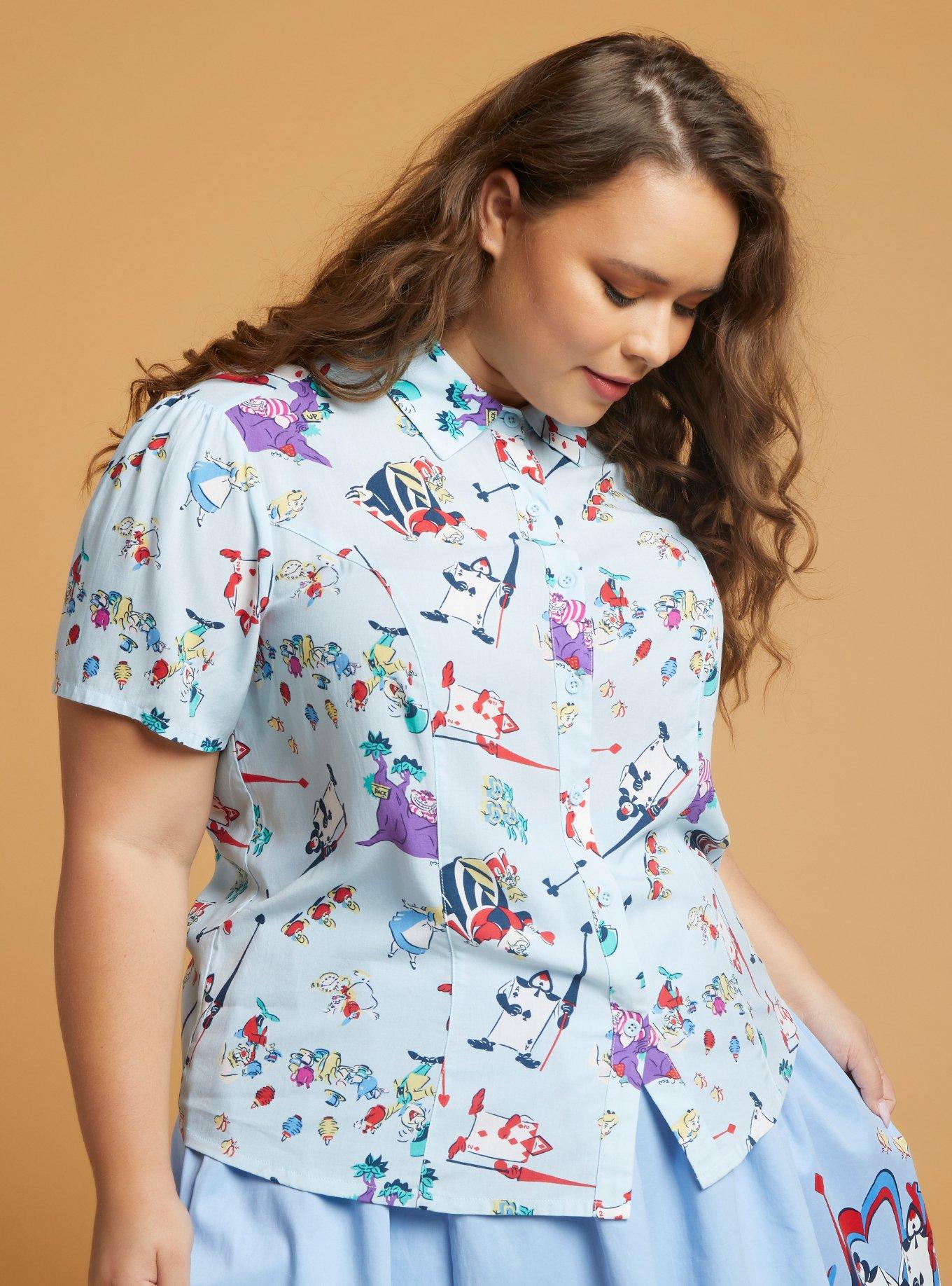 Her Universe Disney Alice In Wonderland Woven Button-Up Plus Size, MULTI, hi-res