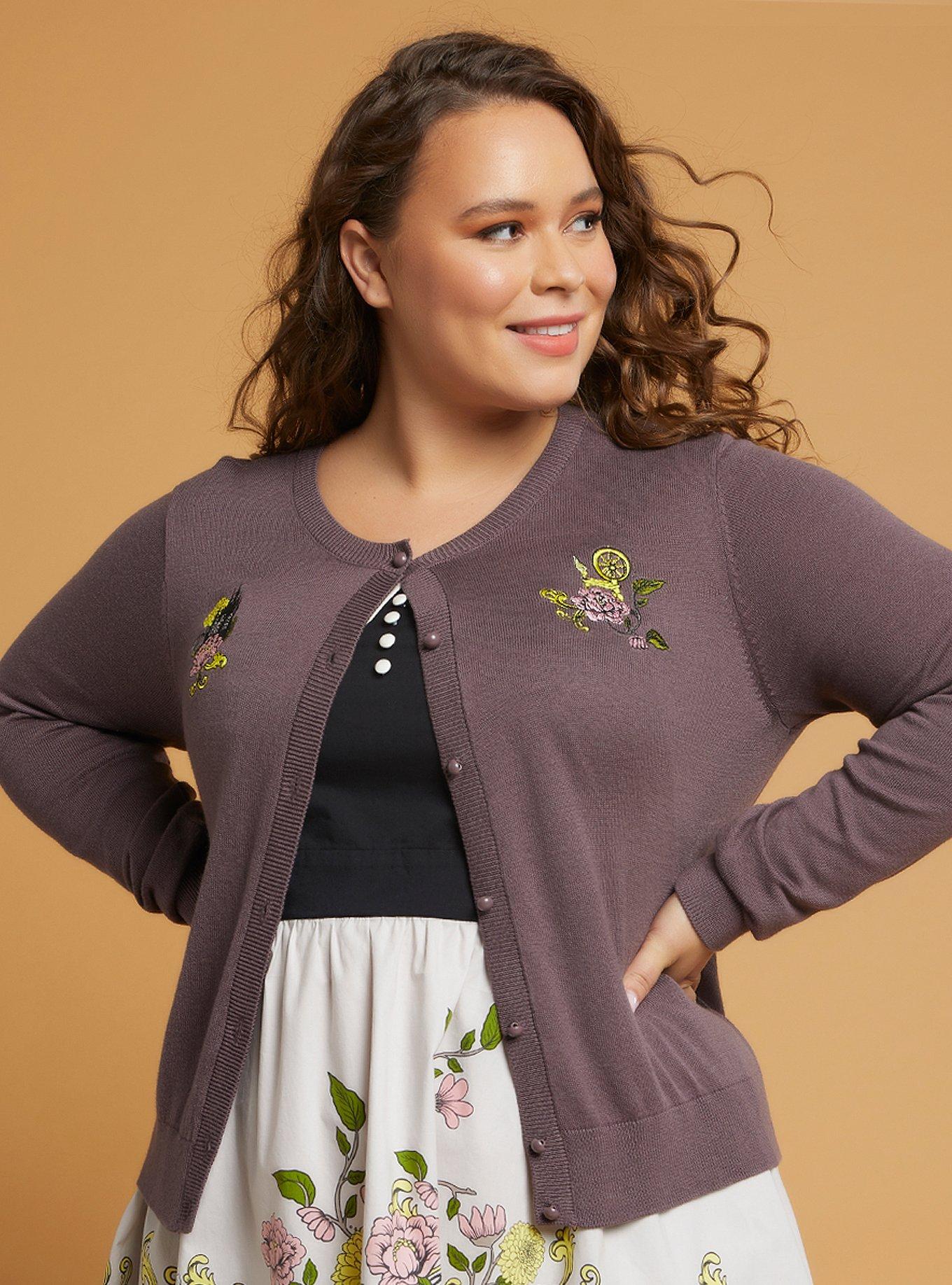 Her Universe Disney Sleeping Beauty Embroidered Crop Cardigan Plus Size, MULTI, hi-res