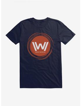 Westworld Orange W Circle Icon T-Shirt, NAVY, hi-res