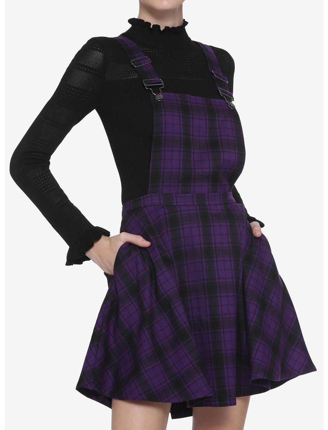 Black & Purple Plaid Skirtall, PLAID - PURPLE, hi-res