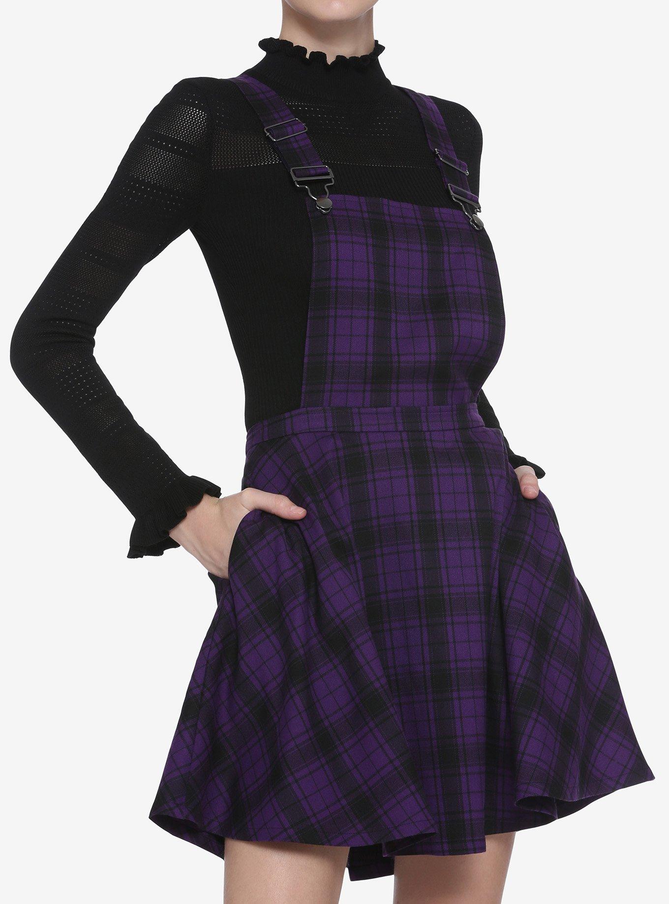Black & Purple Plaid Skirtall, PLAID - PURPLE, hi-res