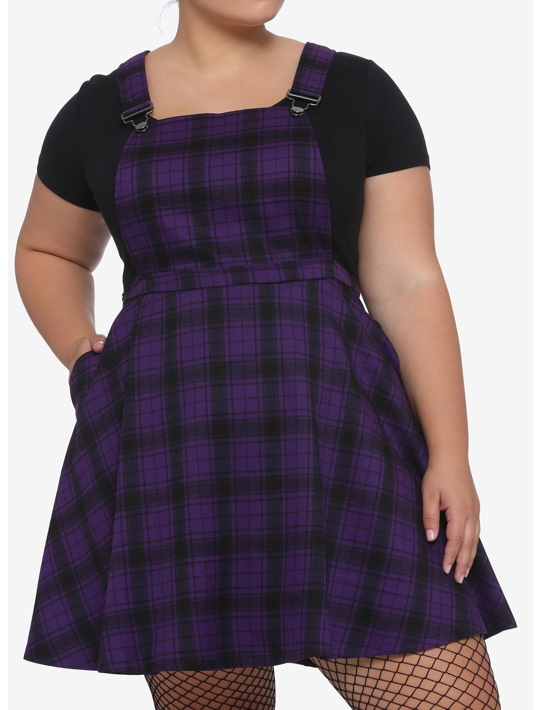 Black & Purple Plaid Skirtall Plus Size, PLAID - PURPLE, hi-res