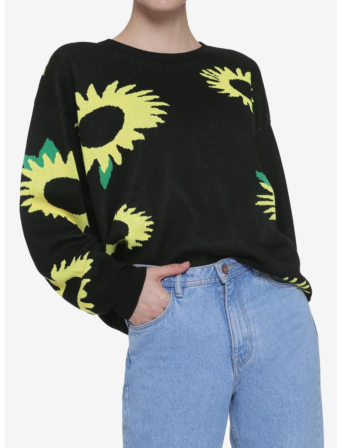 Daisy Street Sunflower Girls Sweater, BLACK, hi-res