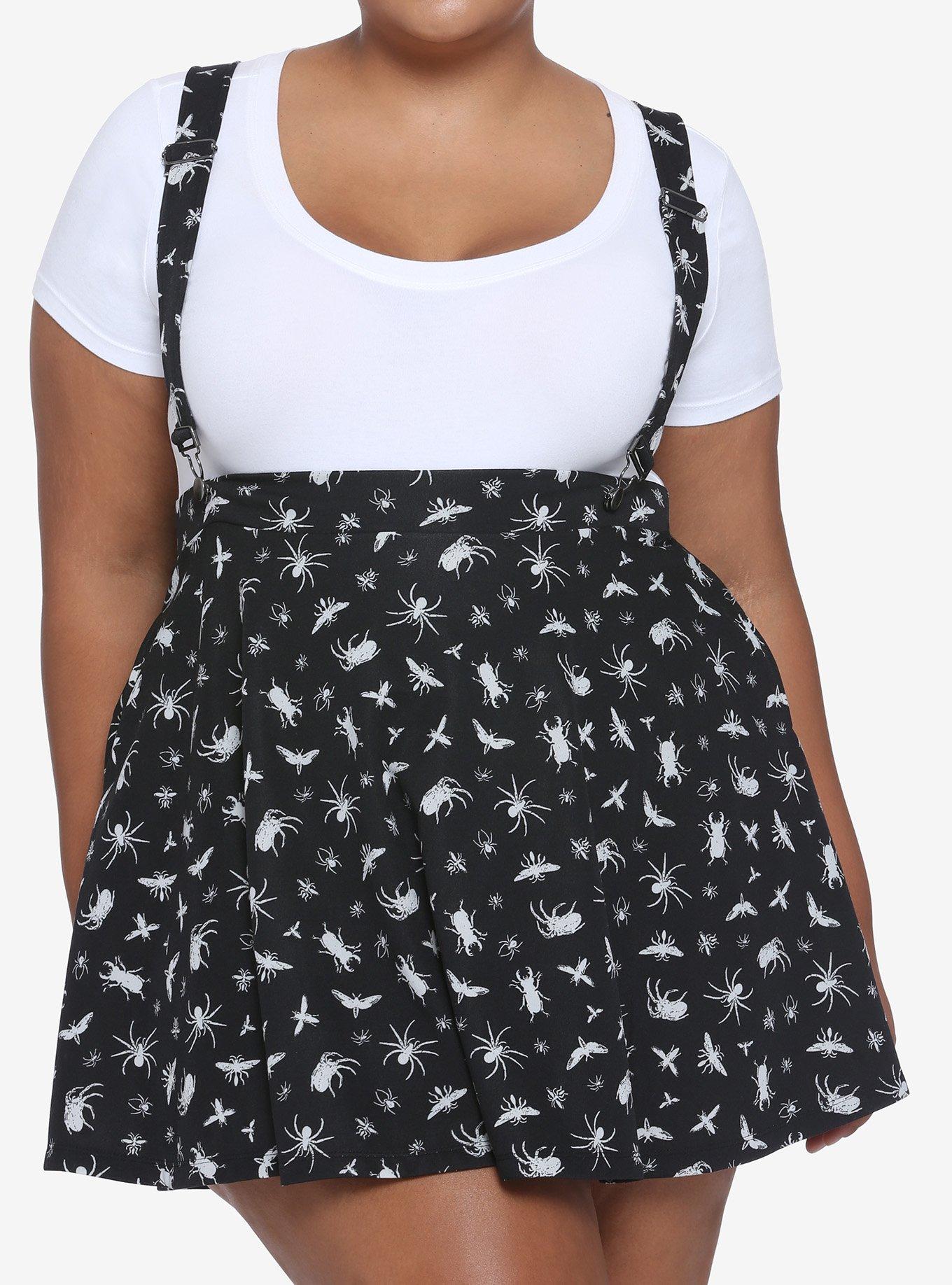 Black & White Bugs Suspender Skirt Plus Size