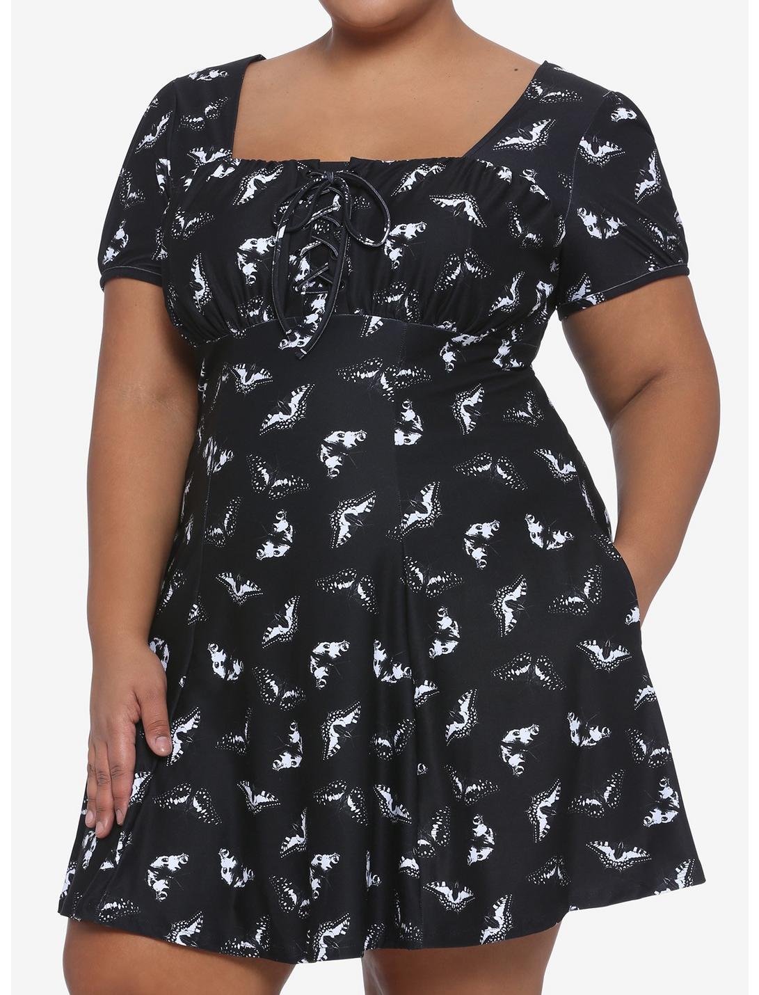 Butterfly Lace-Up Dress Plus Size, BLACK  WHITE, hi-res