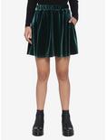Green Velvet Skater Skirt, GREEN, hi-res