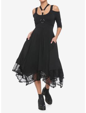 Black Harness & Cold Shoulder Maxi Dress, , hi-res