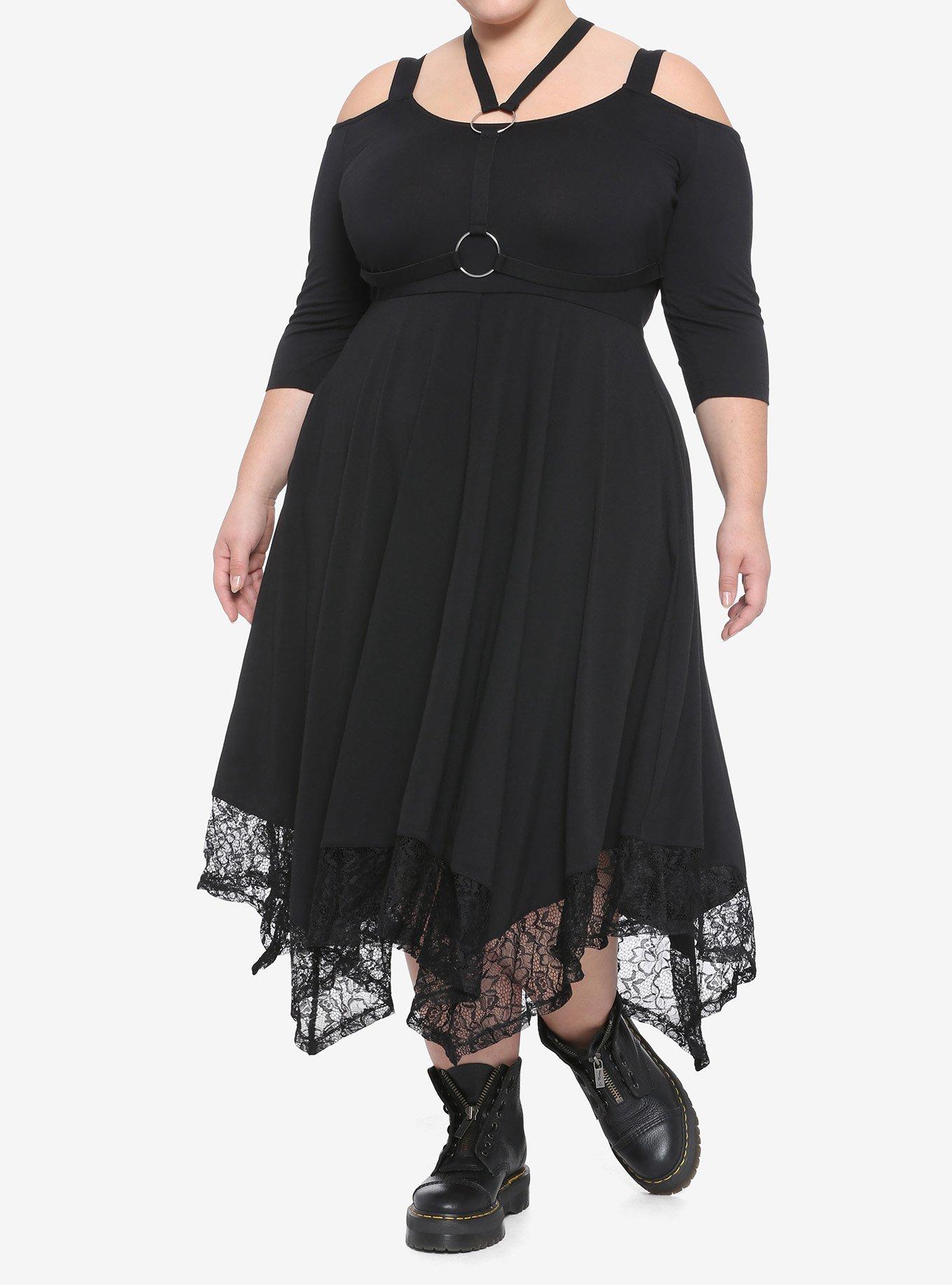 Black Harness & Cold Shoulder Maxi Dress Plus Size | Hot Topic