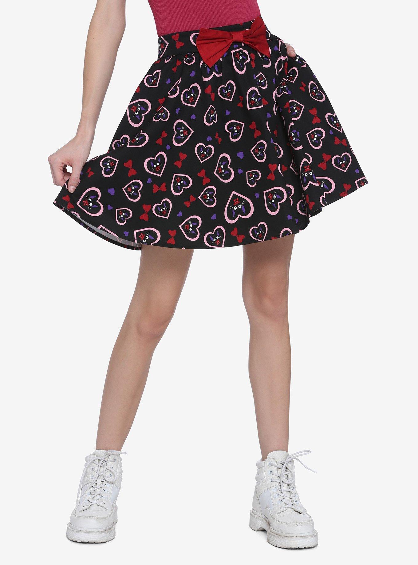 Studio Ghibli Kiki's Delivery Service Jiji Hearts & Bow Skirt, BLACK, hi-res