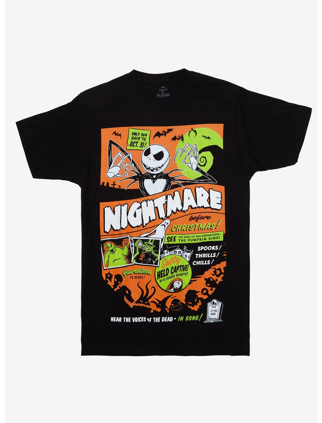 The Nightmare before Christmas Neon Poster T-Shirt, BLACK, hi-res