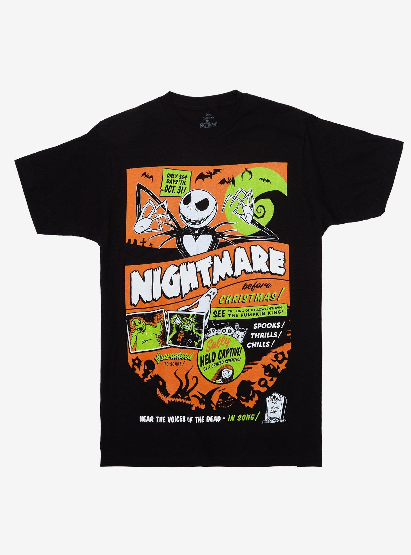 The Nightmare before Christmas Neon Poster T-Shirt, BLACK, hi-res