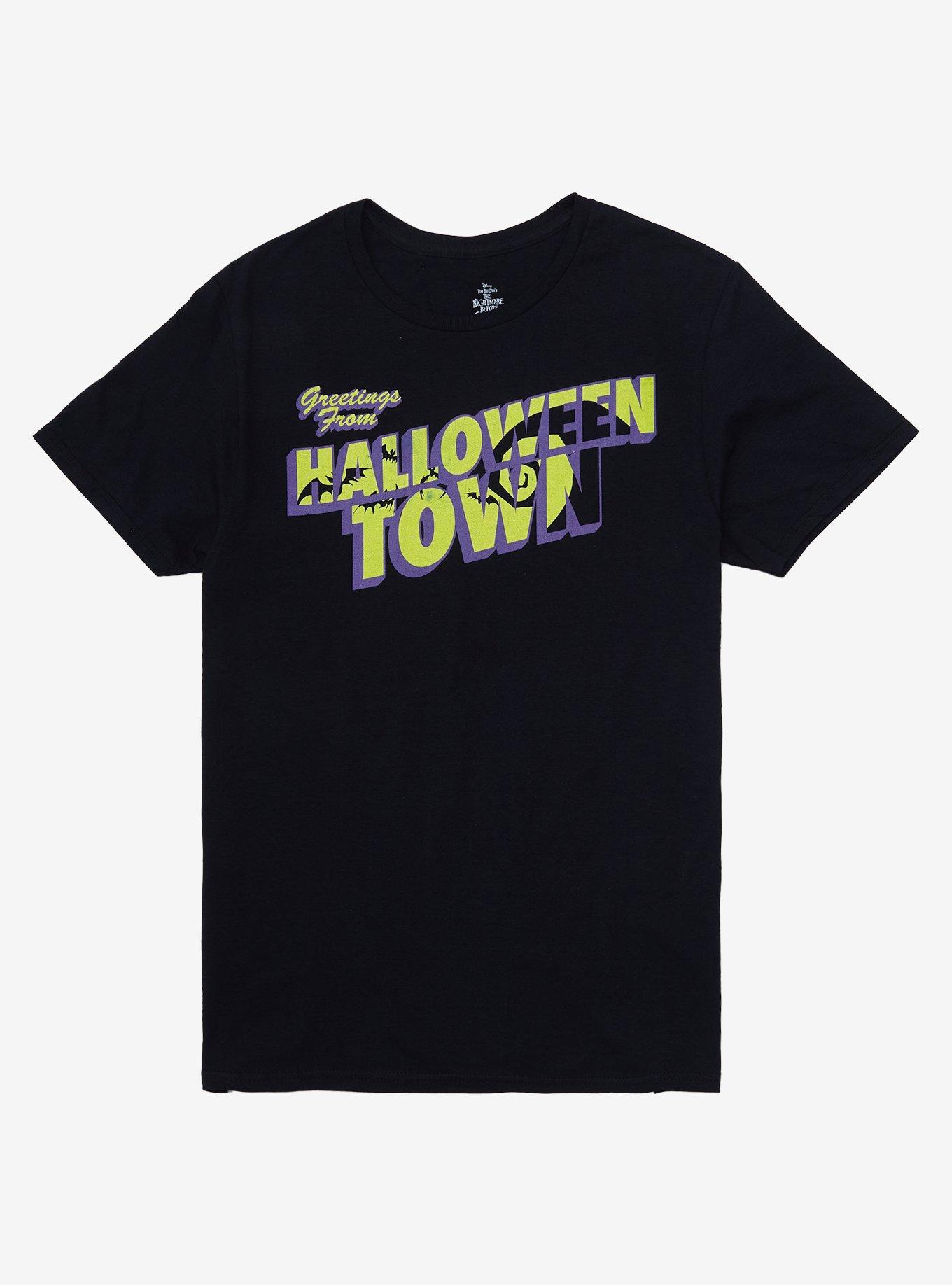 The Nightmare Before Christmas Greetings From Halloween Town T-Shirt, BLACK, hi-res