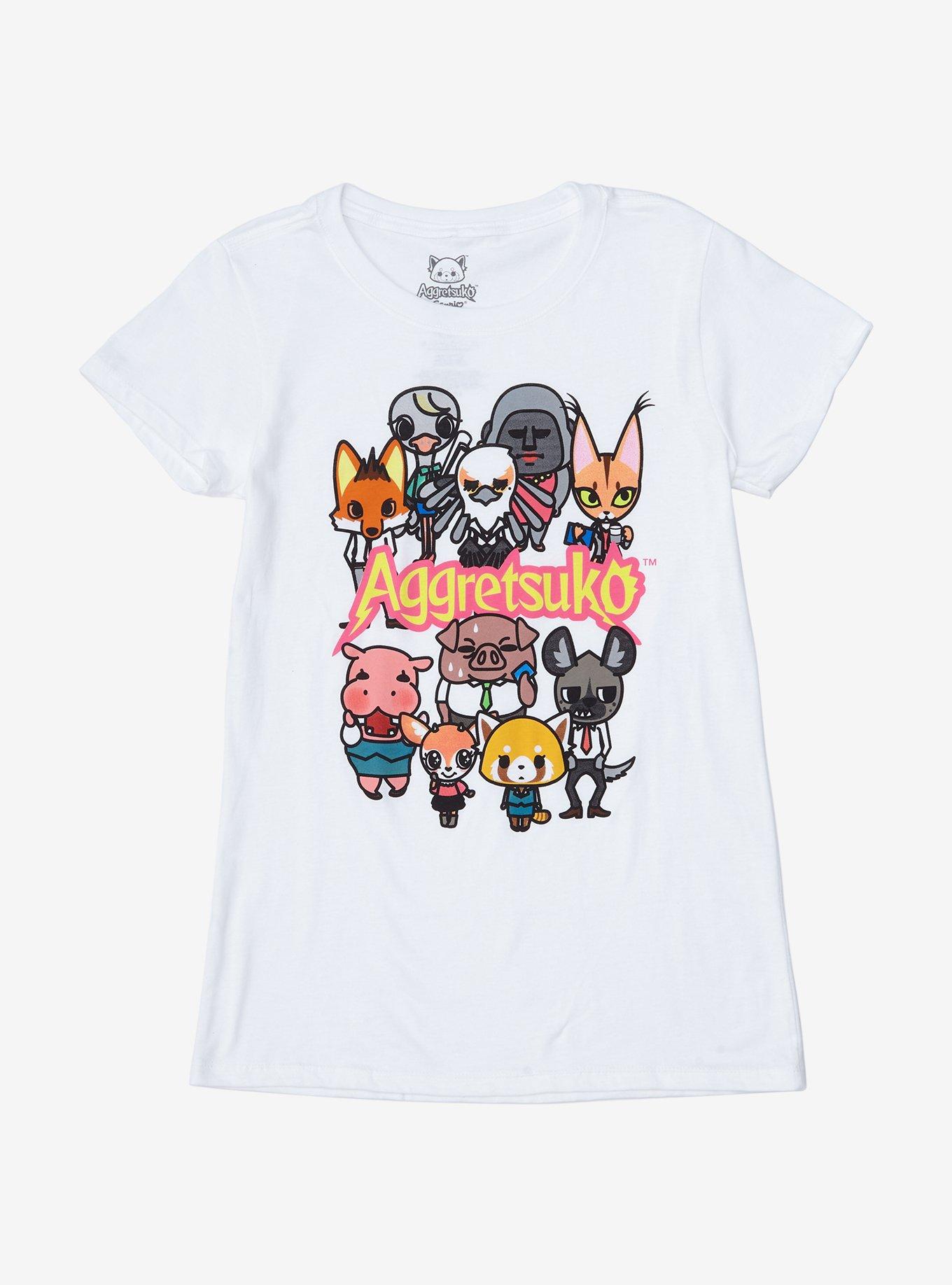 Aggretsuko Characters & Logo Girls T-Shirt, WHITE, hi-res