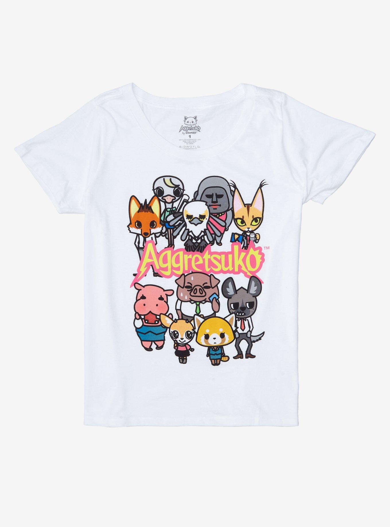 Aggretsuko Characters & Logo Girls T-Shirt Plus Size, WHITE, hi-res