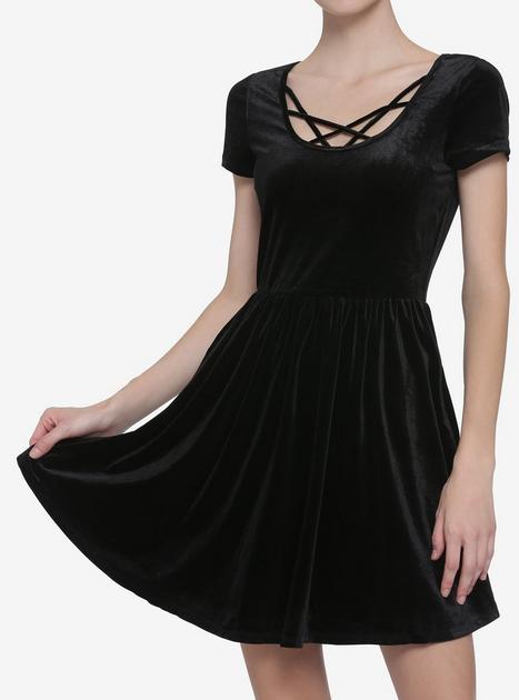 Hot Topic Skater Dress Collared Mesh Panel Skater Dress Hot Topic