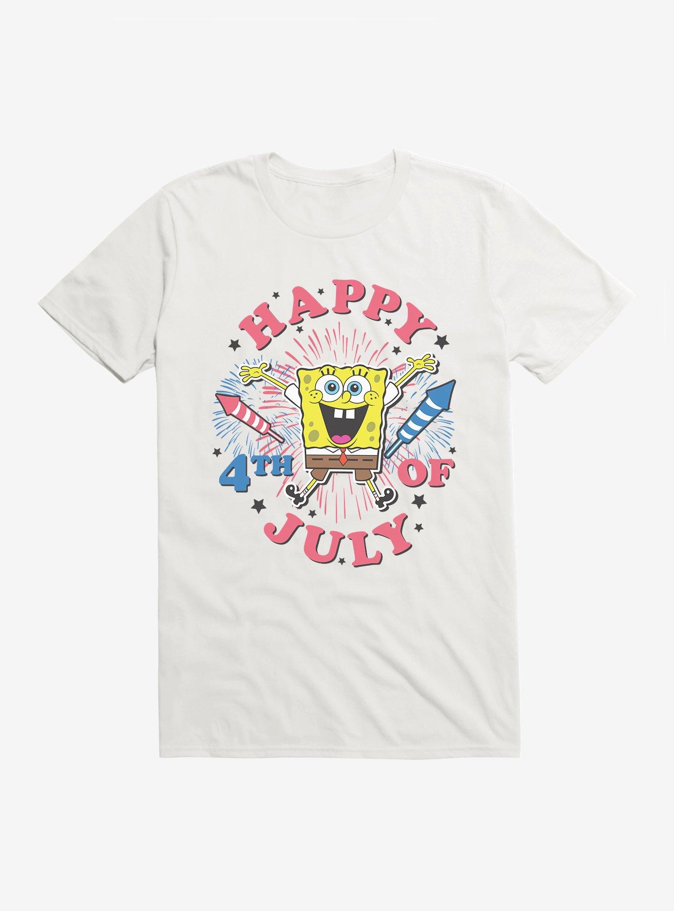SpongeBob SquarePants Fourth Of July Fireworks T-Shirt, WHITE, hi-res