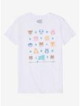 Animal Crossing: New Horizons Line Art Characters Girls T-Shirt, WHITE, hi-res