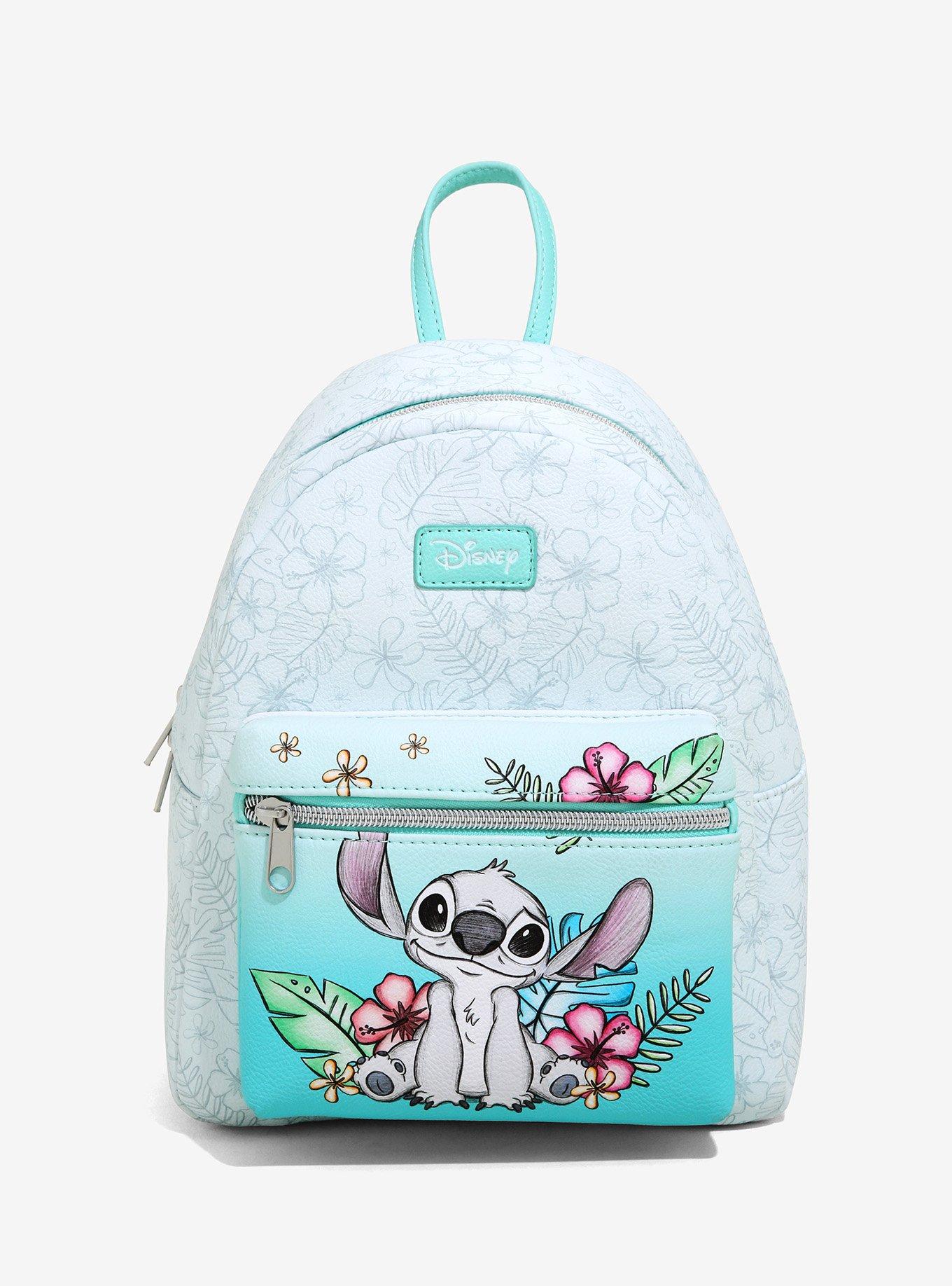 Cute Stitch around Hawaiian flowers, lilo and stitch backpack