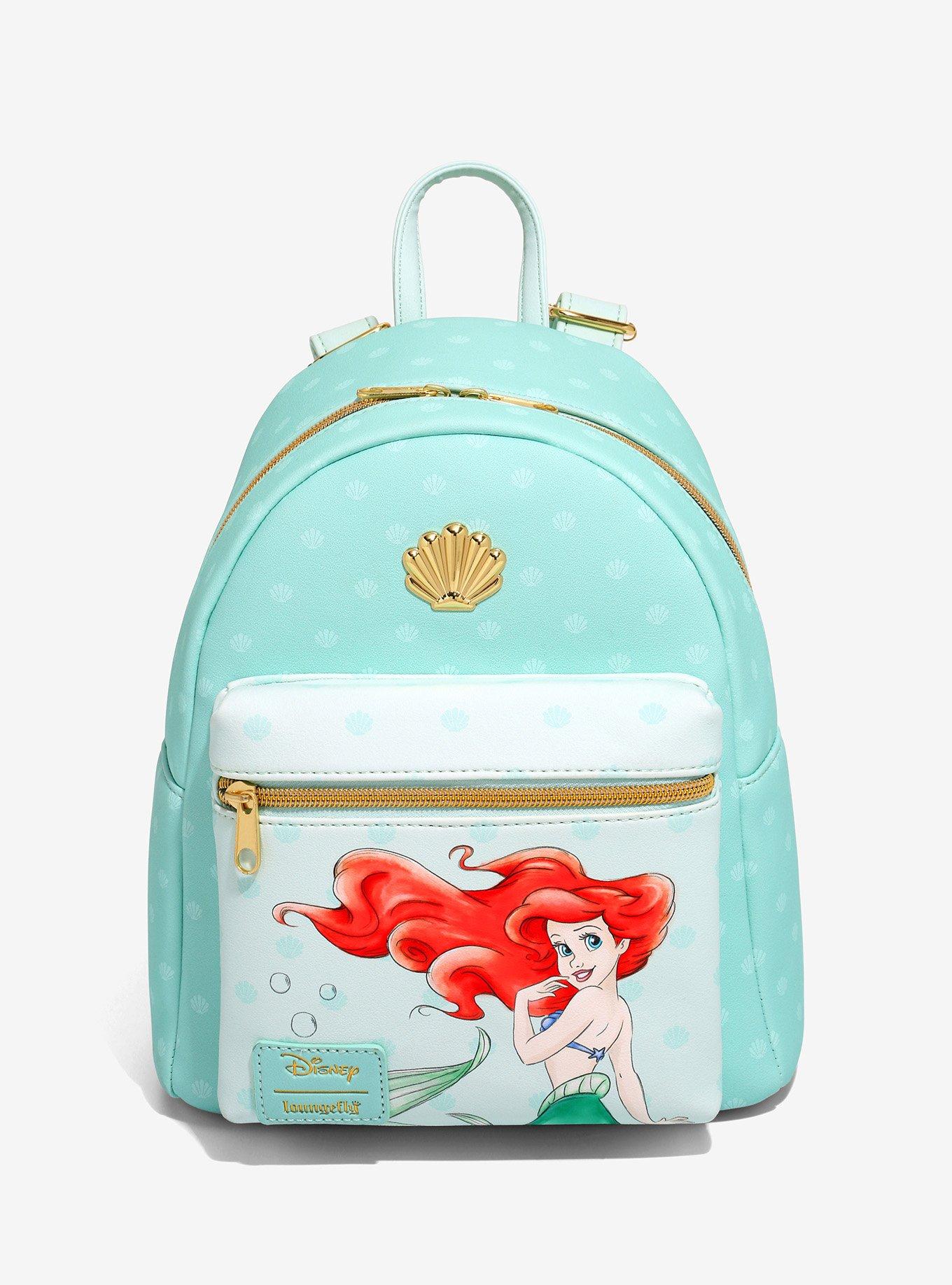 Ariel Little Mermaid Black Floral Mini Backpack Loungefly Disney OG heart  NWT