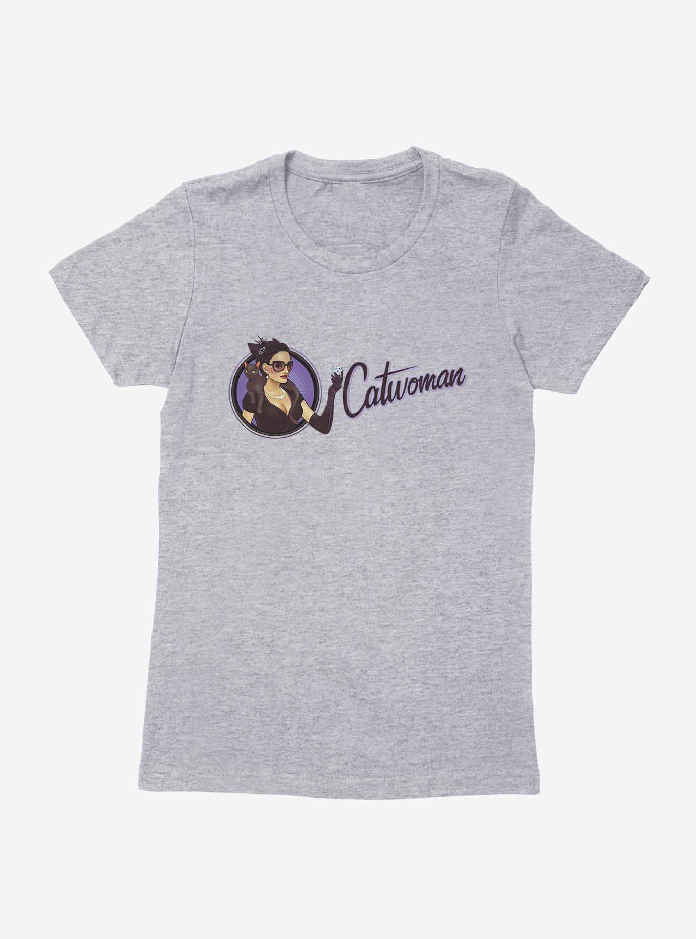DC Comics Bombshells Catwoman Script Womens T-Shirt, HEATHER, hi-res
