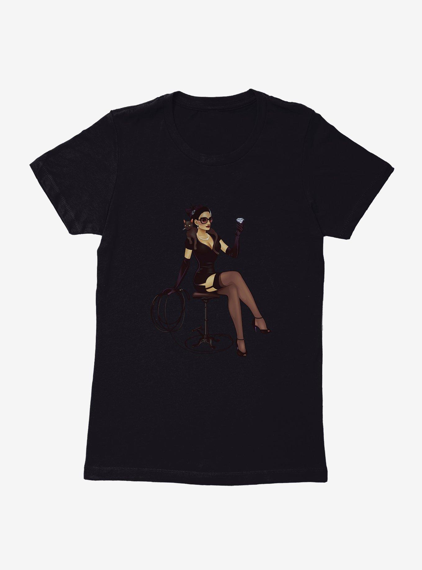 DC Comics Bombshells Meet Catwoman Womens T-Shirt, BLACK, hi-res