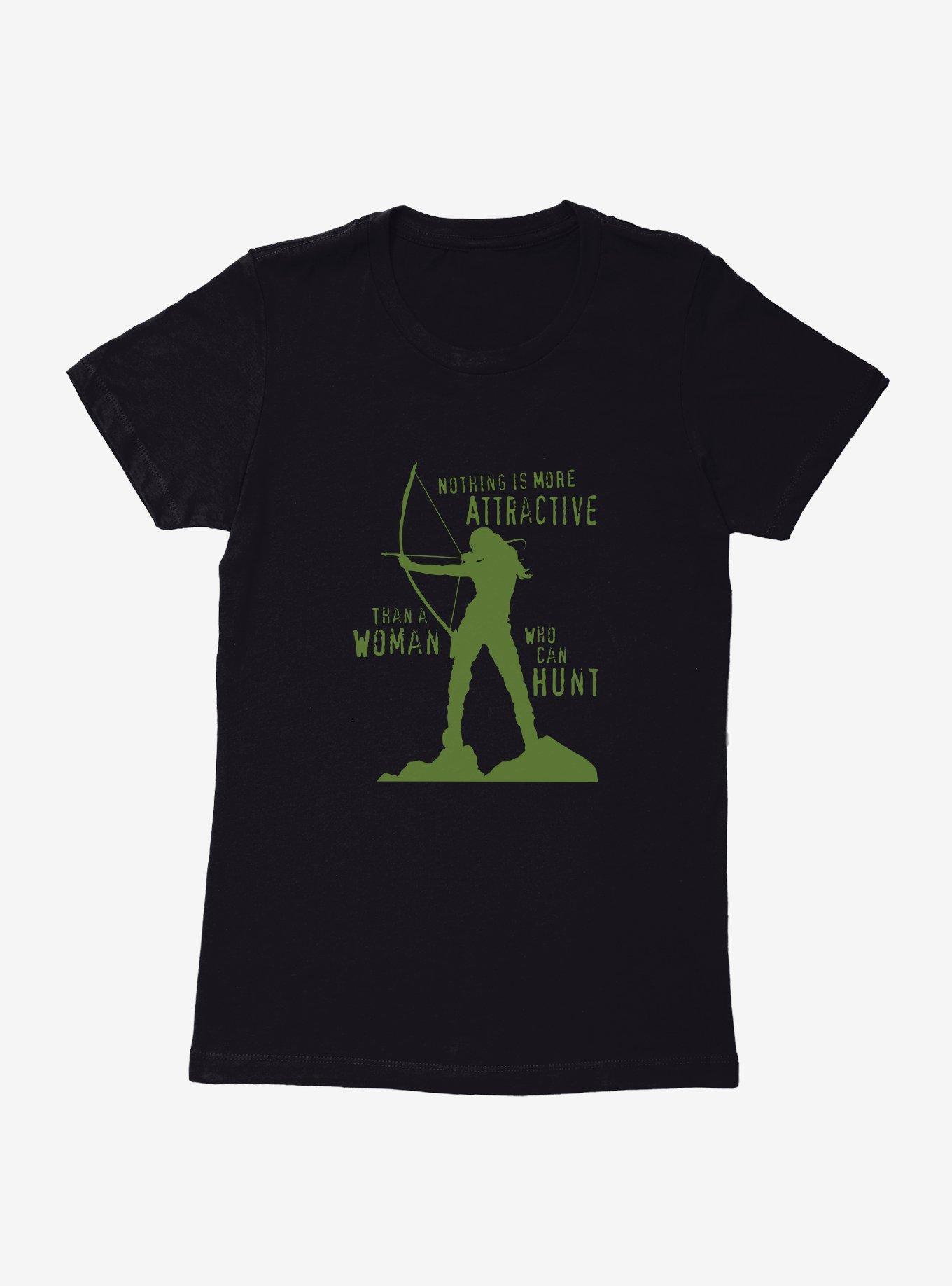 DC Comics Arrow Woman On A Hunt Womens T-Shirt, BLACK, hi-res