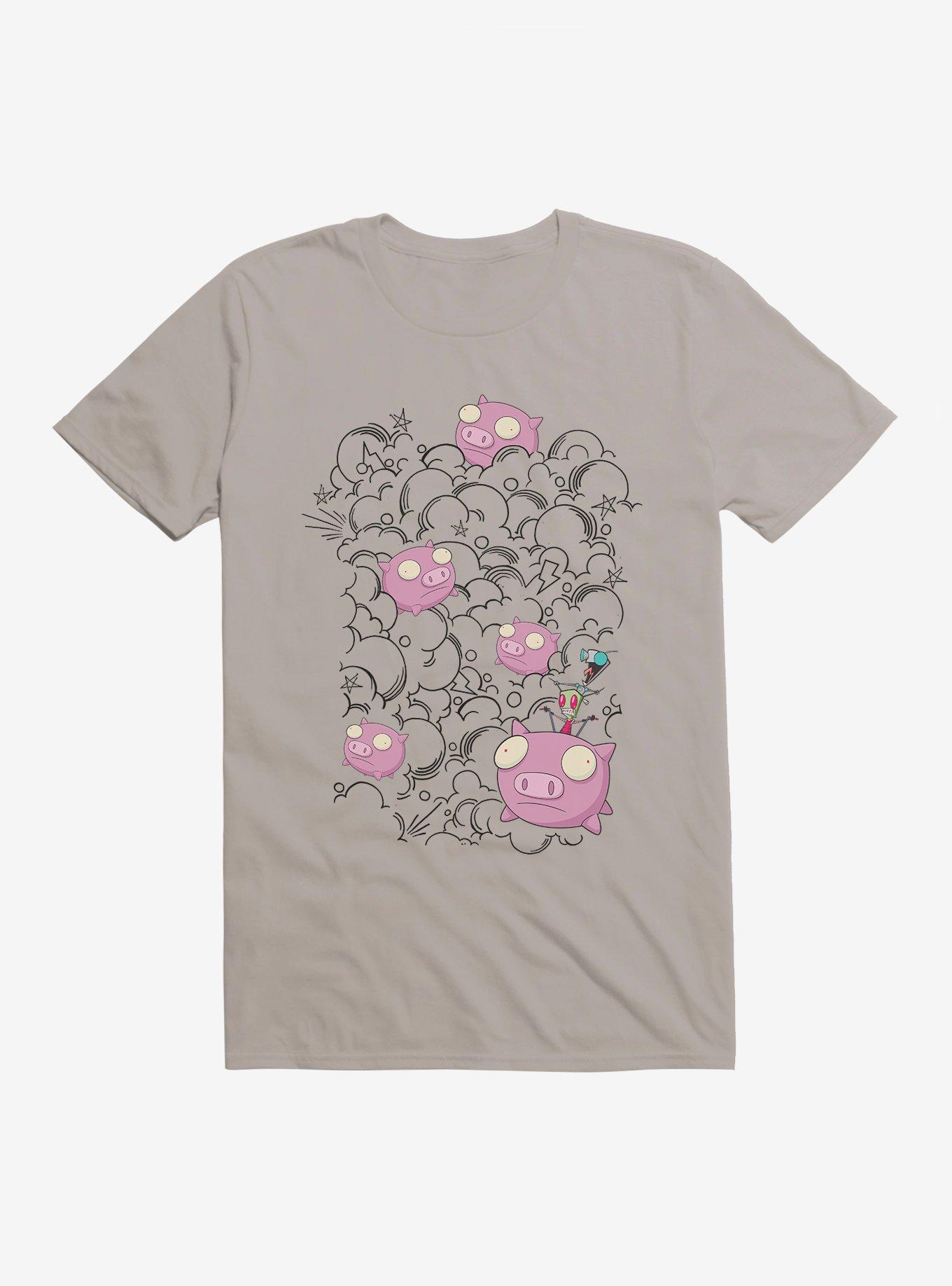 Invader Zim Pig Stampede T-Shirt, LIGHT GREY, hi-res