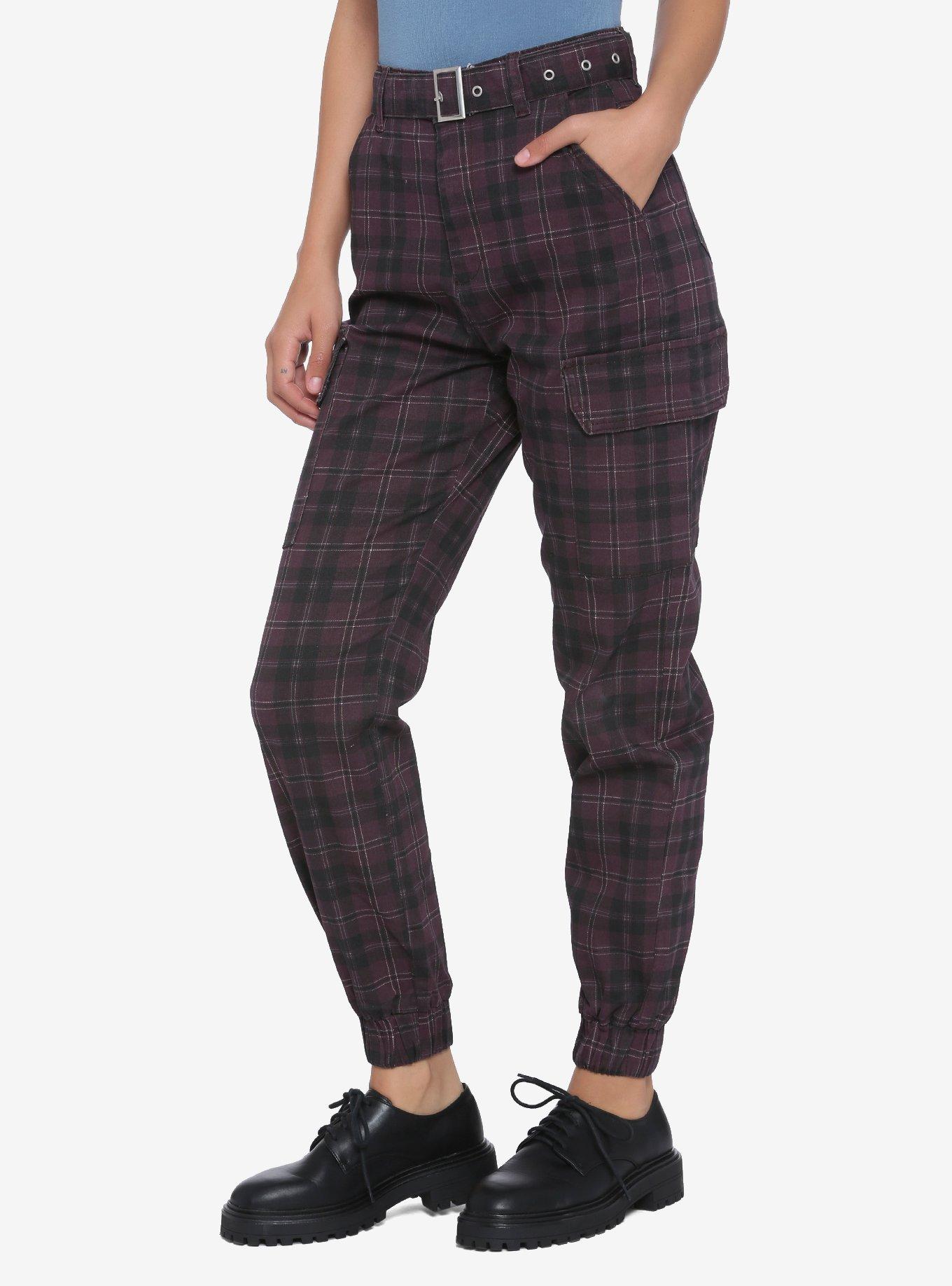 purple plaid pants