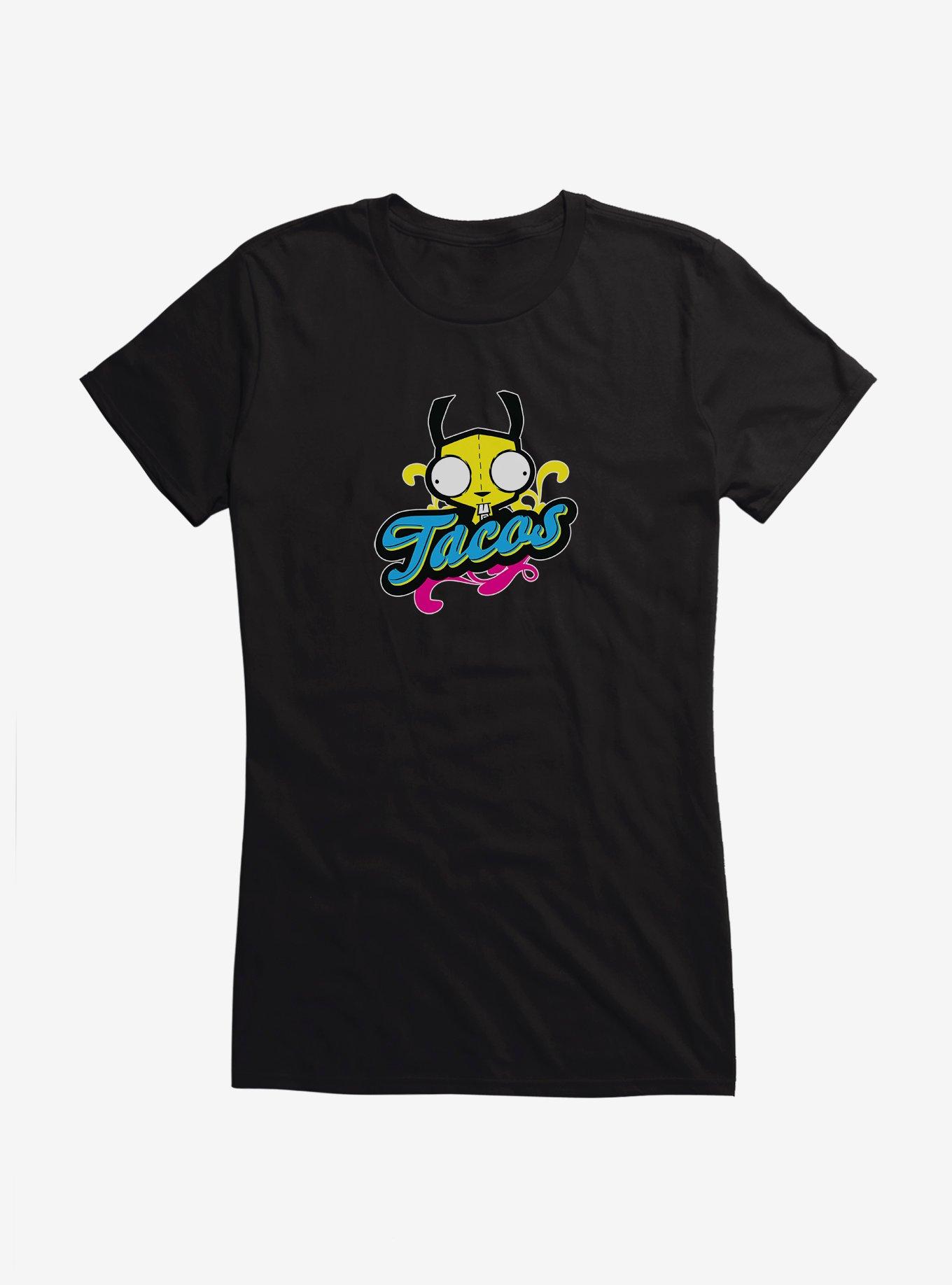 Invader Zim Gir Neon Tacos Girls T-Shirt, BLACK, hi-res
