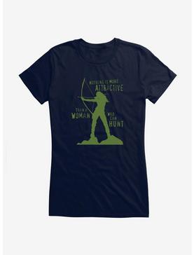 DC Comics Arrow Woman On A Hunt Girls T-Shirt, NAVY, hi-res