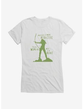 DC Comics Arrow Woman On A Hunt Girls T-Shirt, WHITE, hi-res