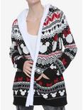 Disney Mickey Mouse & Minnie Mouse Fair Isle Sherpa Girls Open Cardigan, MULTI, hi-res