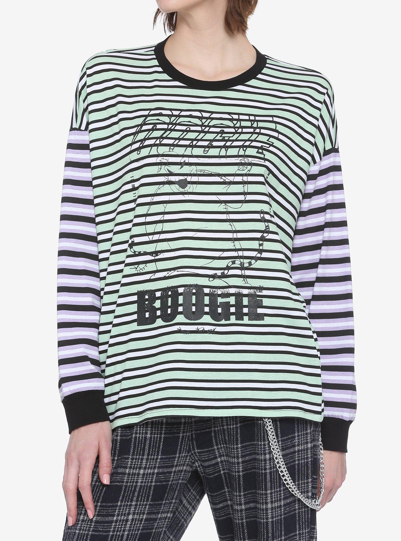 The Nightmare Before Christmas Oogie Boogie Color-Block Stripe Girls Long-Sleeve T-Shirt, MULTI, hi-res