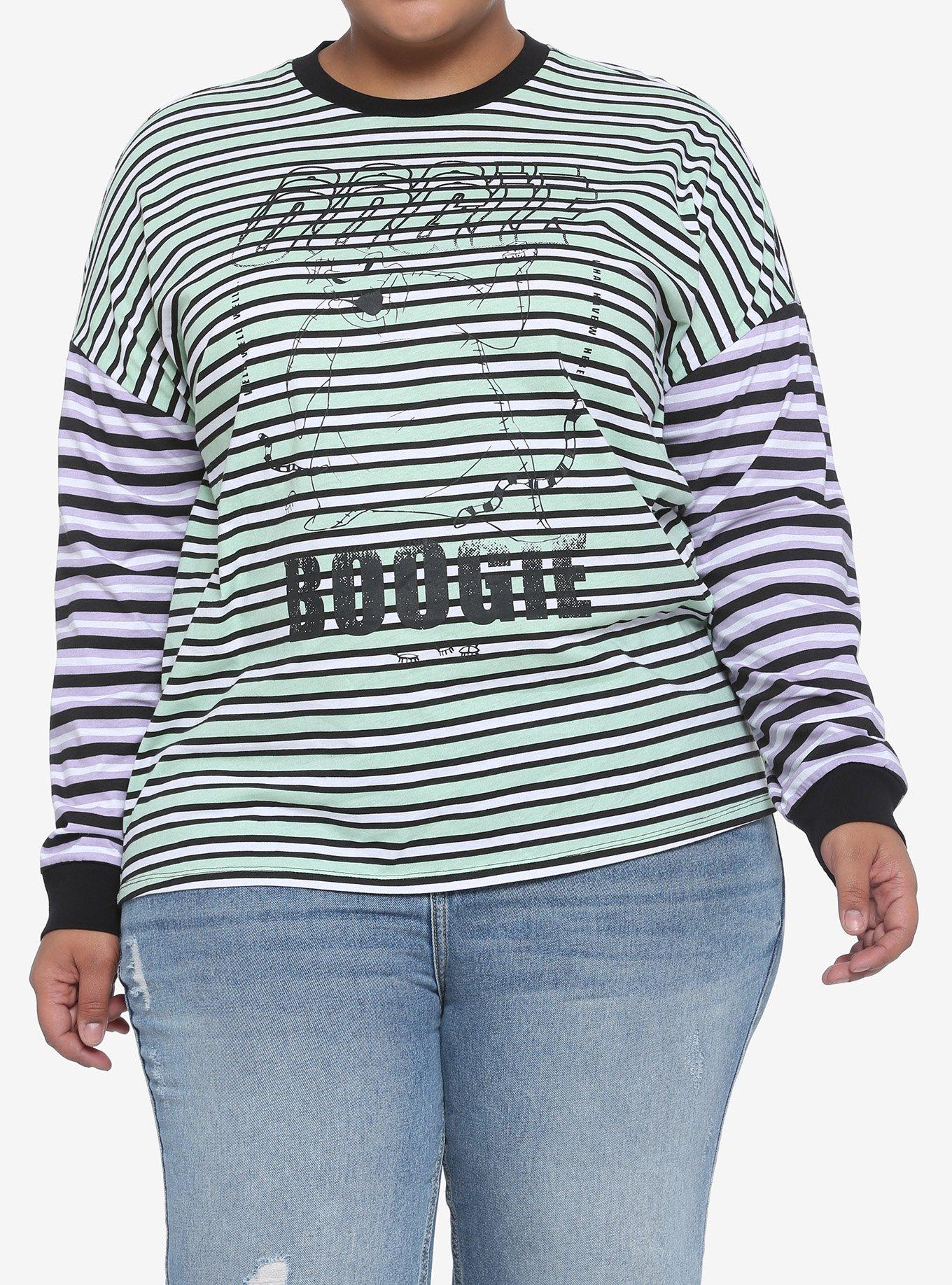 The Nightmare Before Christmas Oogie Boogie Color-Block Stripe Girls Long-Sleeve T-Shirt Plus Size, MULTI, hi-res