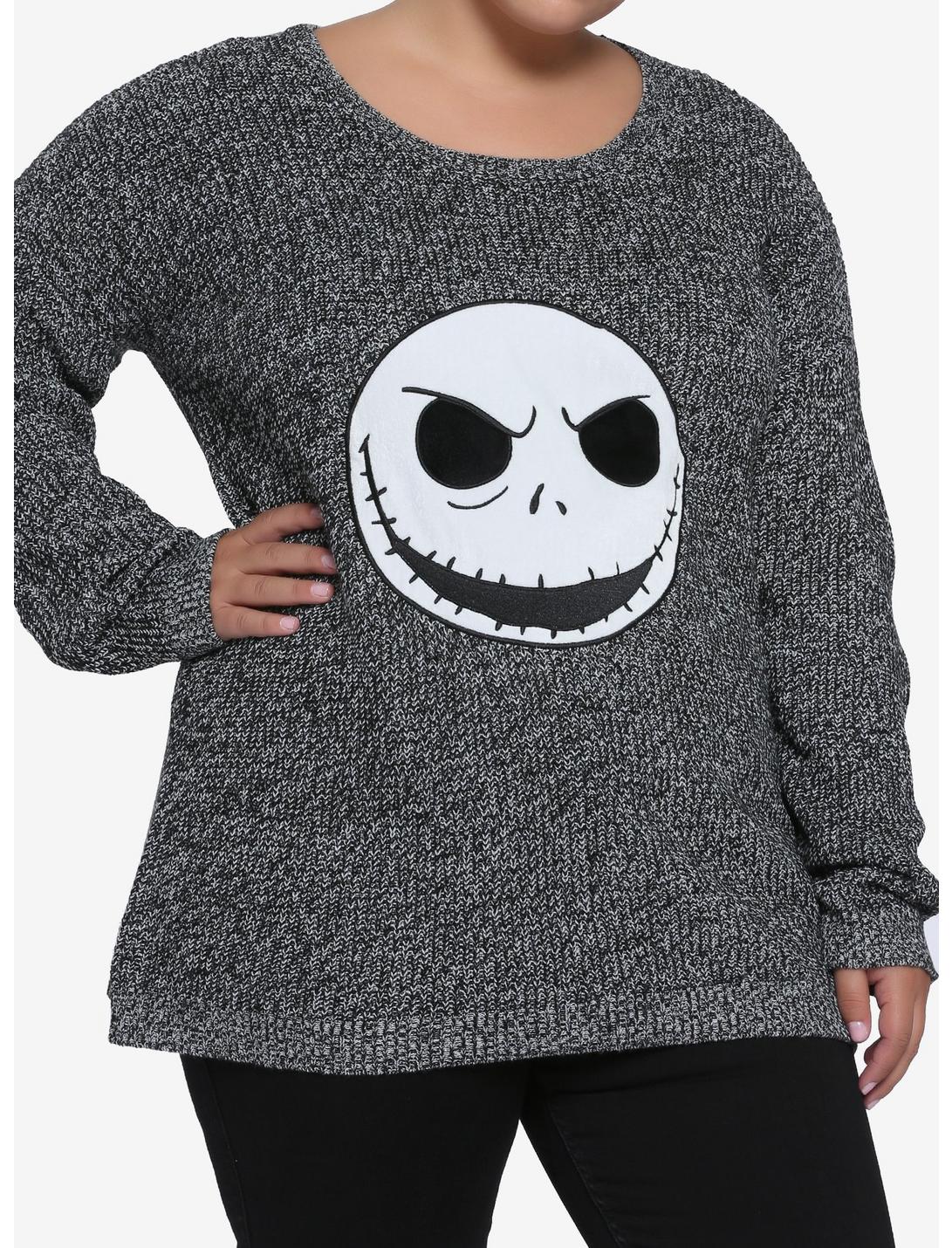 The Nightmare Before Jack Elbow Patch Girls Sweater Plus Size, MULTI, hi-res