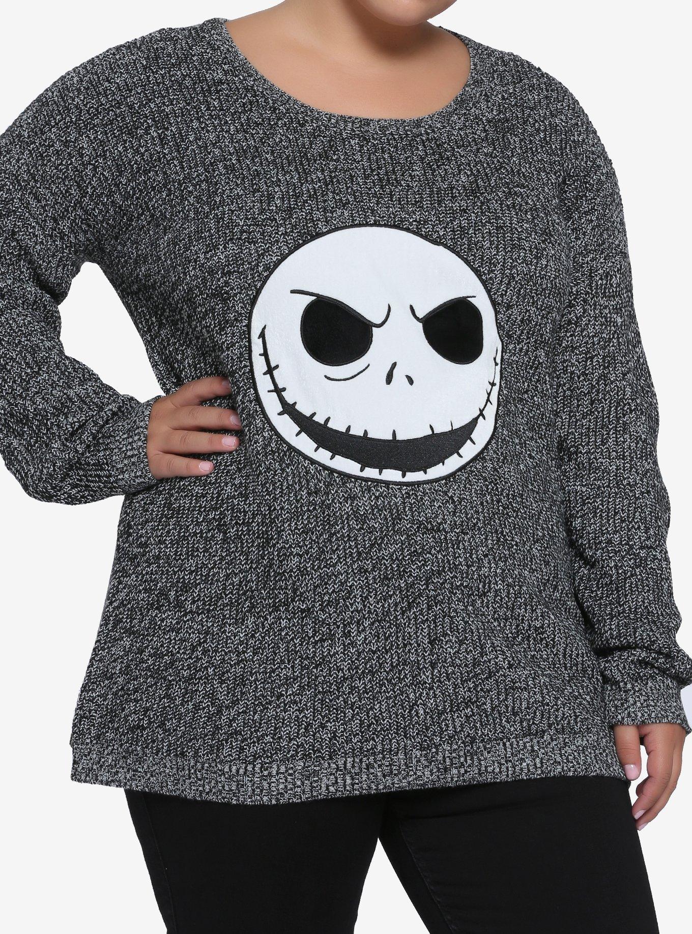 The Nightmare Before Jack Elbow Patch Girls Sweater Plus Size, MULTI, hi-res