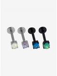 Steel Multicolor Opal Labret Stud 4 Pack, MULTI, hi-res