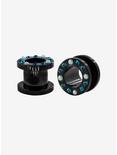 Steel Black Turquoise CZ Opal Tunnel Plug 2 Pack, MULTI, hi-res