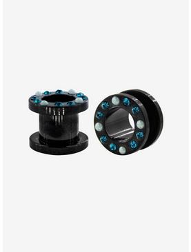 Steel Black Turquoise CZ Opal Tunnel Plug 2 Pack, , hi-res