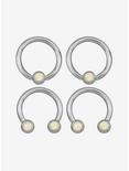 Steel Opal Bead Captive Hoop & Circular Barbell 4 Pack, MULTI, hi-res
