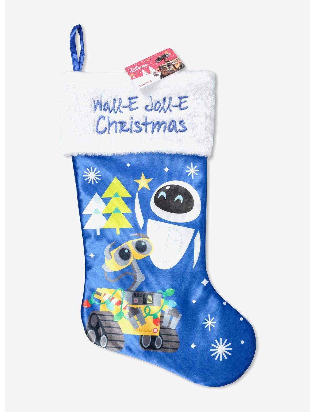 Disney Pixar Wall-E & Eve 19" Deluxe Blue Christmas Stocking 