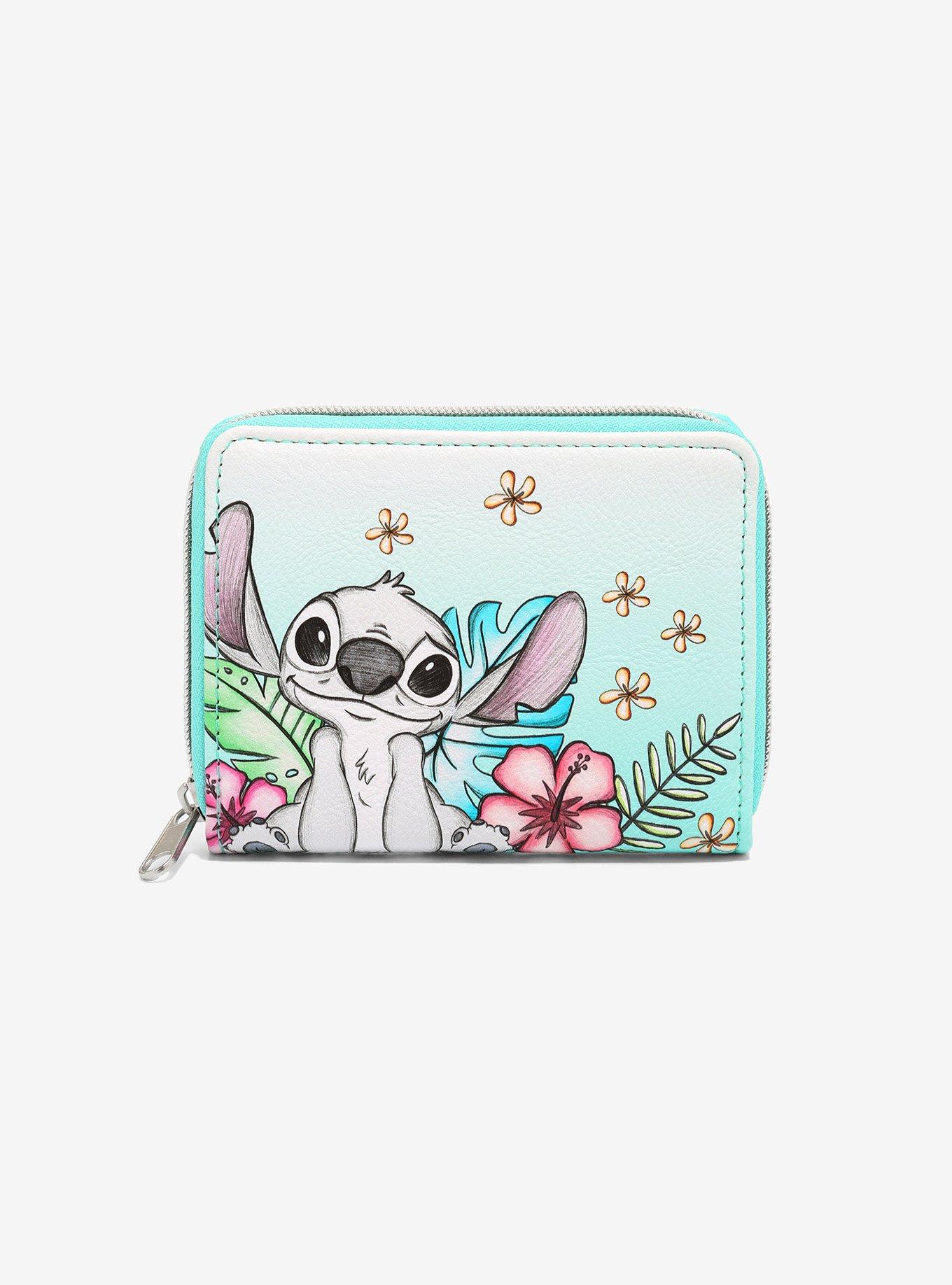 Loungefly Disney Lilo & Stitch Floral Sketch Mini Zip Wallet, , hi-res