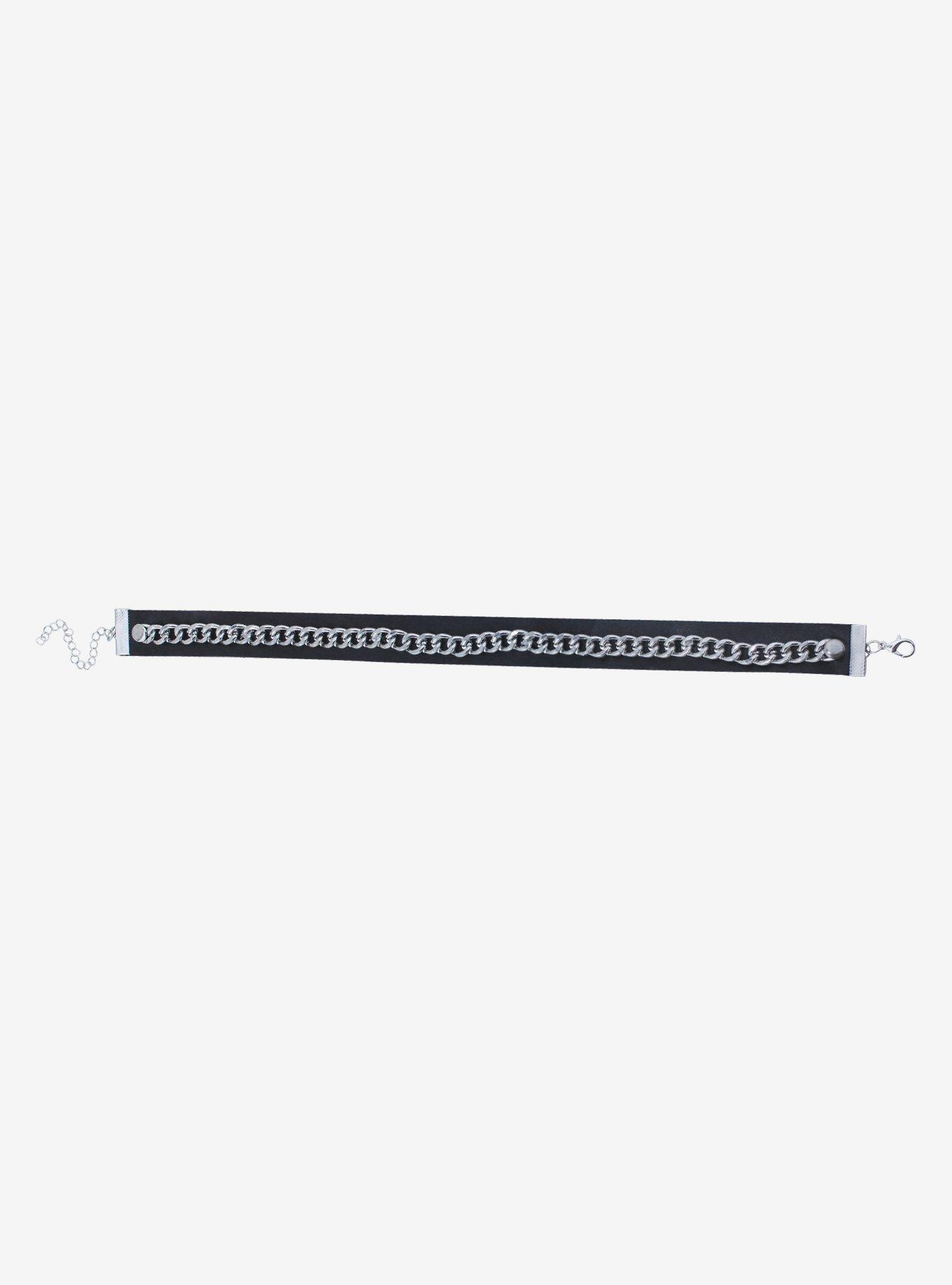 Faux Leather & Chain Choker, , hi-res