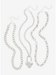 Heart Padlock Silver Chain Necklace Set, , hi-res