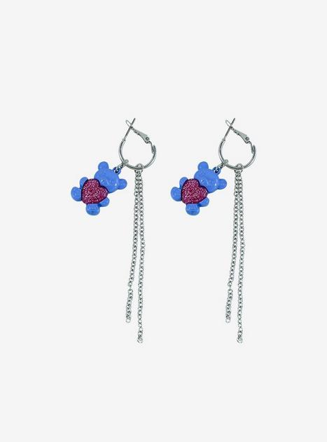 Teddy Heart & Chains Hoop Earrings | Hot Topic